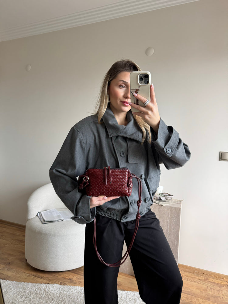 Pochette bottega en bordeaux