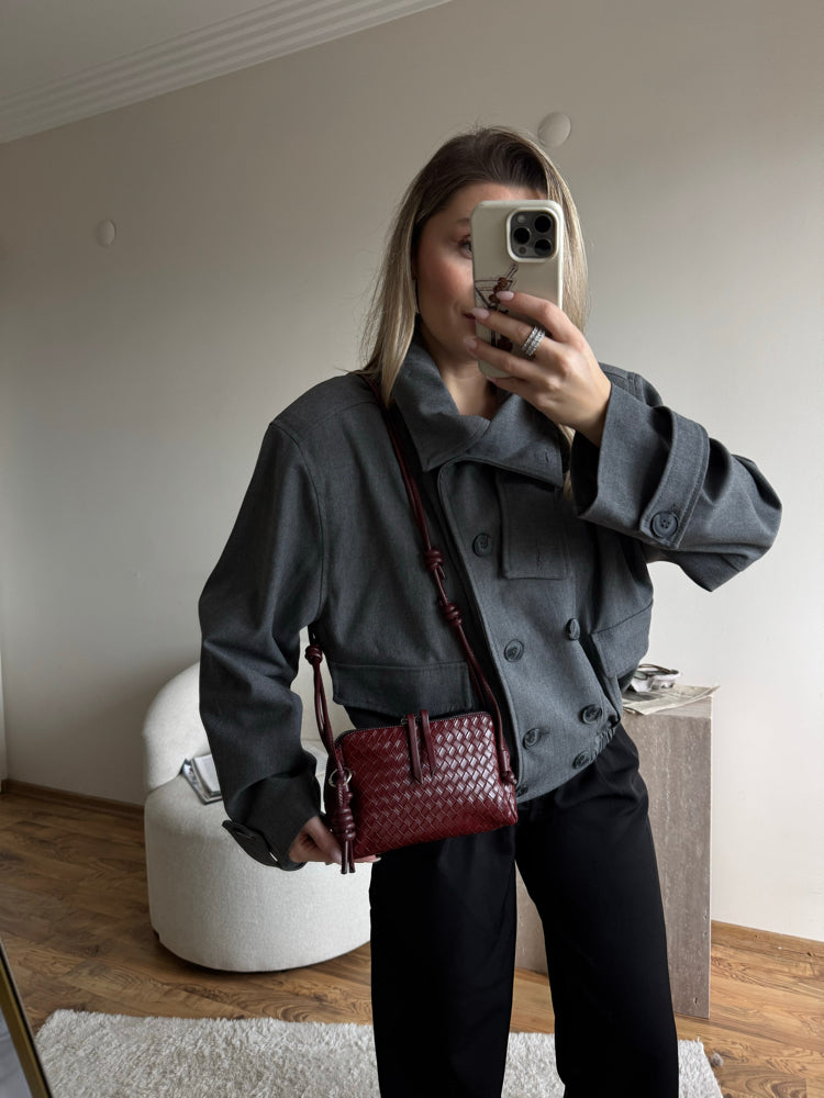 Pochette bottega en bordeaux