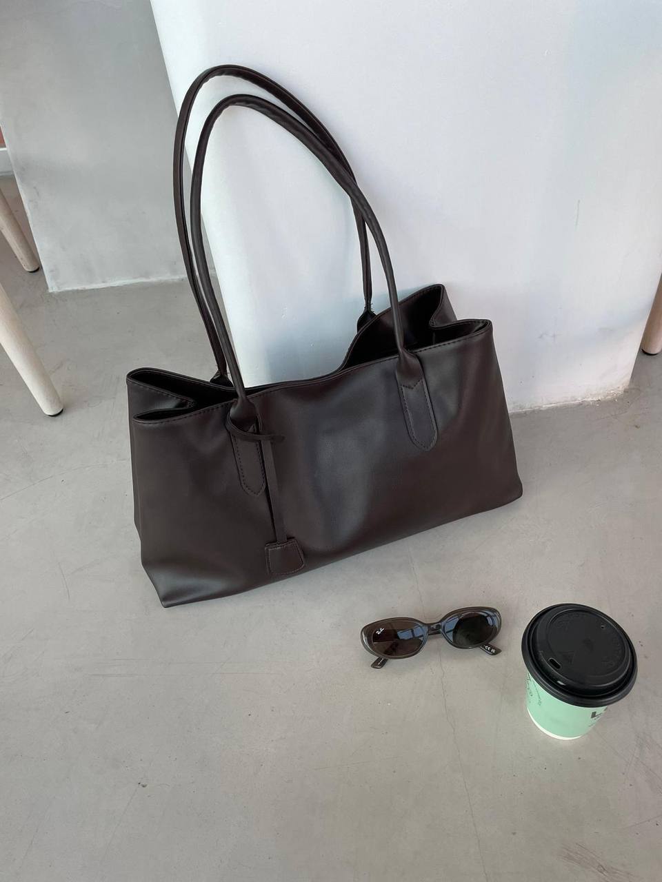 sac en cuir  bella marron foncé